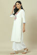 White Cotton Straight Kurta image number 2