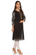 Black Straight Cotton Kurta image number 1