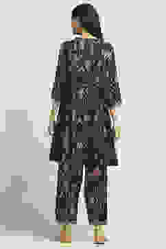 Black Viscose Blend Printed A-Line Kurta Pants Set image number 4