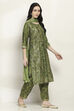 Green Floral Straight Suit Set image number 5