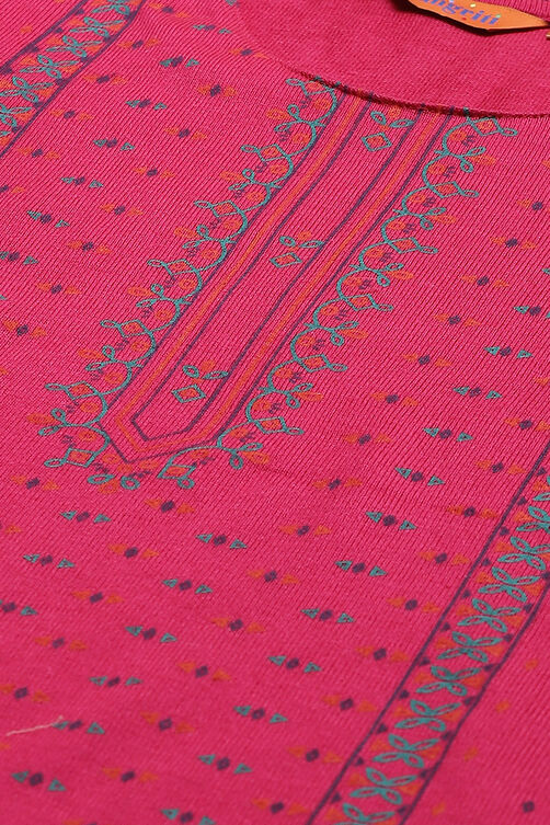 Pink Acrylic Straight Kurta image number 1