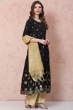 Black Kalidar Printed Suit Set image number 5