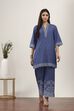 Blue Cotton Kurta Pants Set image number 6