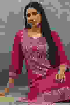 Purple Viscose Straight Kurta Pants Set image number 0