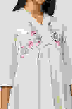 Ivory Cotton Gathered Kurta Set image number 1