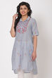 Blue Cotton A-Line Kurta image number 2