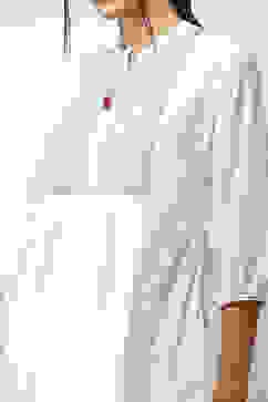 White Cotton Printed Straight Top image number 1