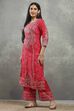 Pink Viscose A-line Kurta Pants Set image number 0