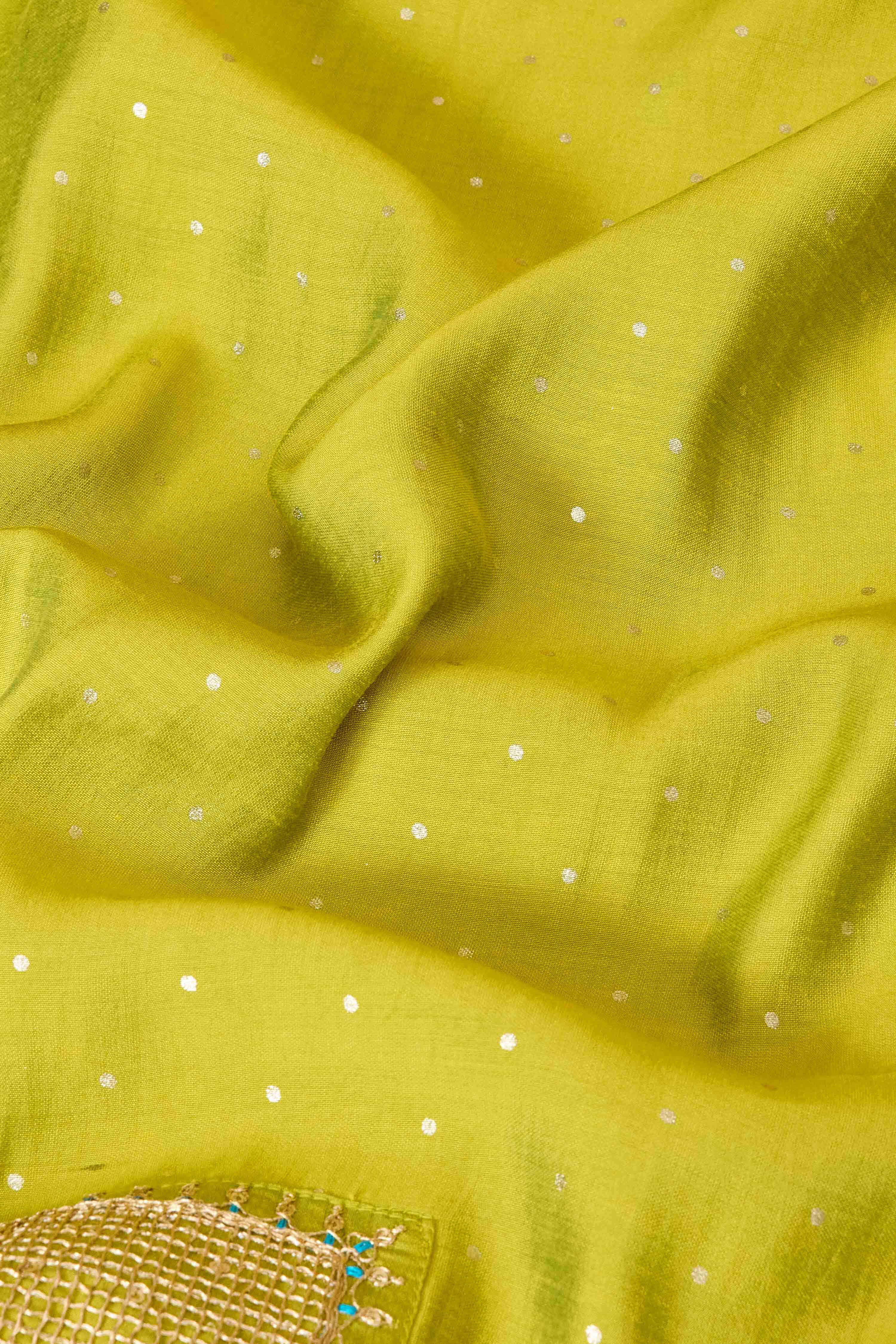 Lime Viscose Blend Straight Printed Suit Set image number 3
