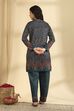 Teal Acrylic Straight Printed Kurta Pants Set image number 5