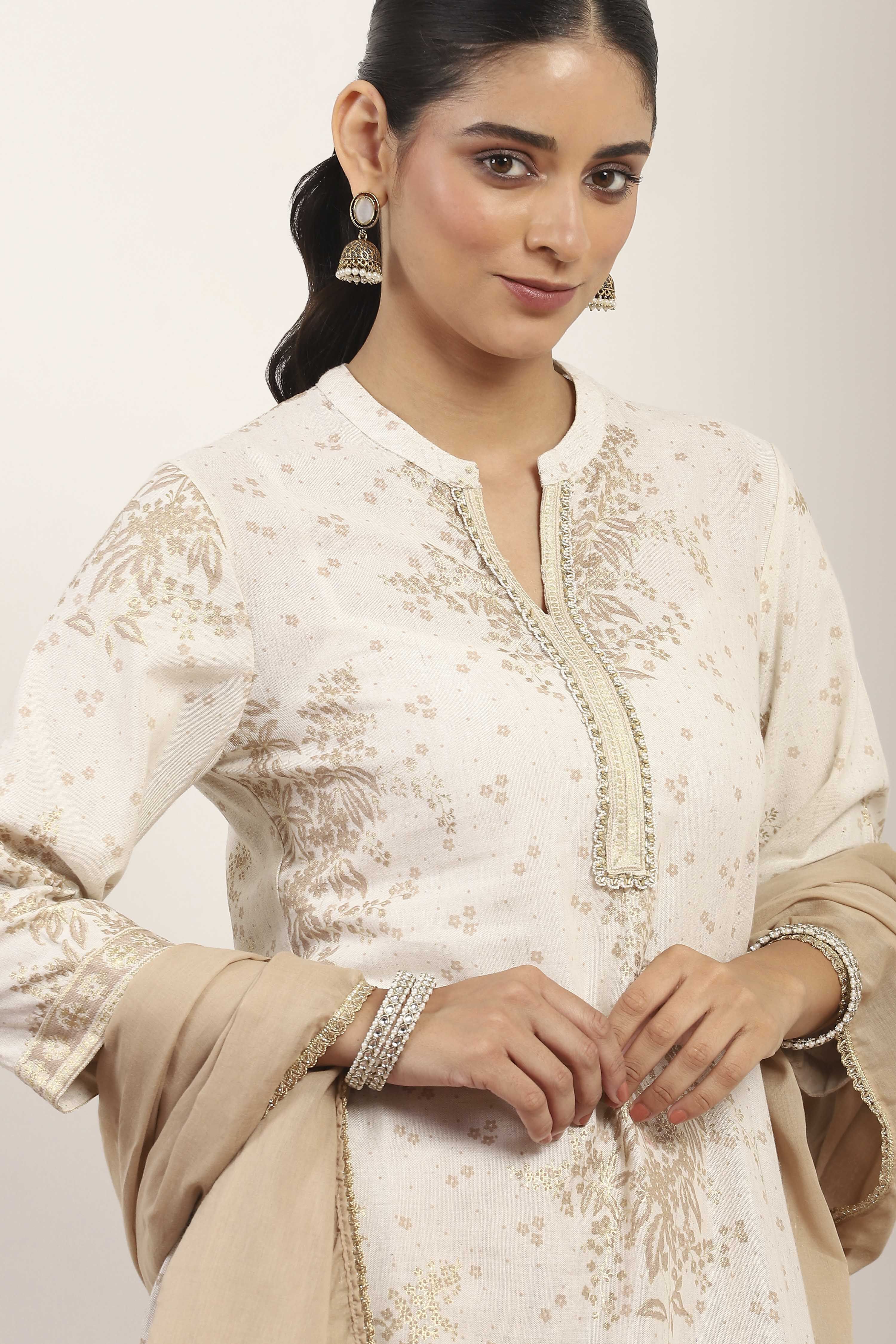 White Rayon Straight Suit Sets image number 8