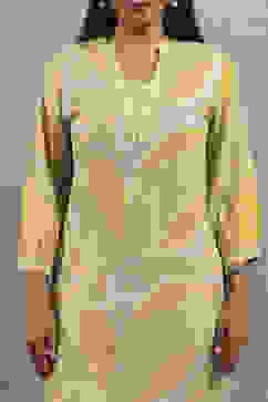 Green and Yellow Printed Straight Kurta image number 1