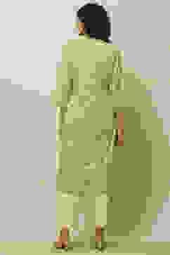 Green Poly Chiffon Printed Kurta & Pants Suit Set image number 5