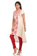 Beige Asymmetric Cotton Kurta image number 3