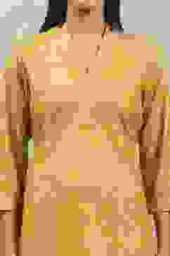 Yellow Viscose Blend Printed Straight Kurta image number 1