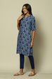Indigo Blue Viscose Straight Printed Kurta image number 2