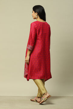 Purple LIVA Straight Printed Kurta image number 3