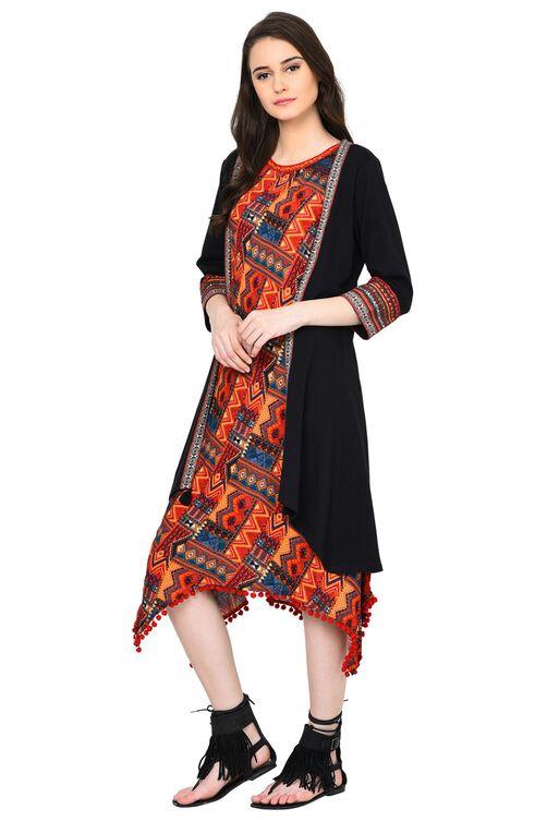 Black Straight Cotton Indie Shrug image number 2