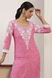 Pink  Straight Kurta Pants Set image number 7