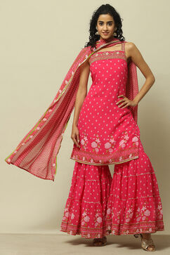 Pink Poly Georgette Straight Suit Set image number 7