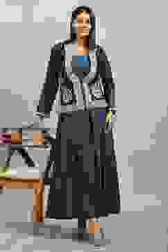 Blue Polyester Blend Printed Kalidar Dress image number 0