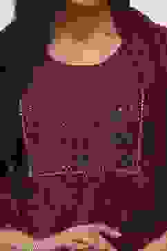 Purple Cotton Straight Suit Sets image number 1