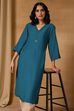 Teal Viscose Blend Straight Solid Kurta image number 6