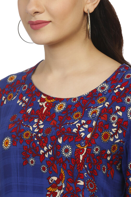 Blue Flared Viscose Kurta image number 1