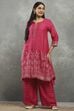Purple Viscose Straight Kurta Pants Set image number 6