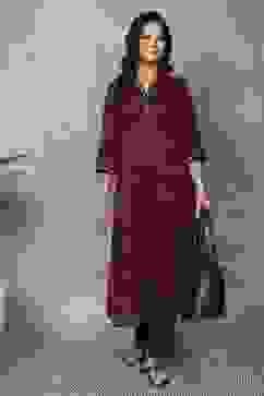 Red Viscose Polyester A-line & Kalidar Kurtas image number 0