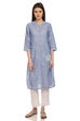 Blue Straight Cotton Kurta image number 0