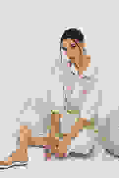 Ivory Cotton Blend Straight Kurta image number 0