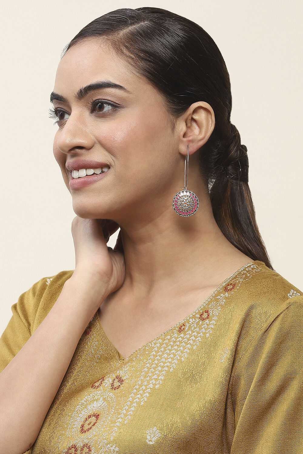 Pink Oxidize Alloy Danglers image number 3