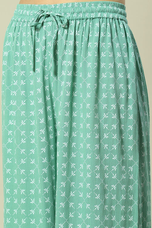 Green LIVA Woven Straight Kurta Suit Set image number 2
