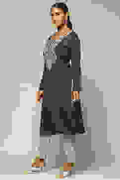 Grey Acrylic Straight Kurta image number 2