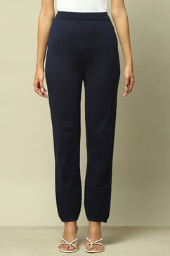 Navy Acrylic Regular Solid Legging image number 4