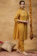 Yellow Viscose Rayon Straight Printed  image number 4
