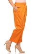 Orange Straight Viscose Slim Pants image number 0