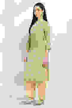 Yellow Printed Straight Kurta Set image number 3