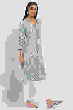 Blue Printed Straight Kurta image number 4