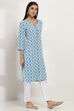 Blue Viscose Rayon Straight Kurta image number 4