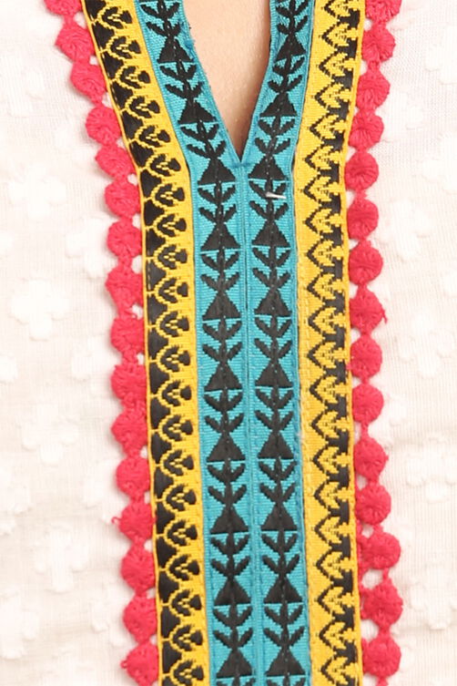 White Flared Cotton Kurta image number 4