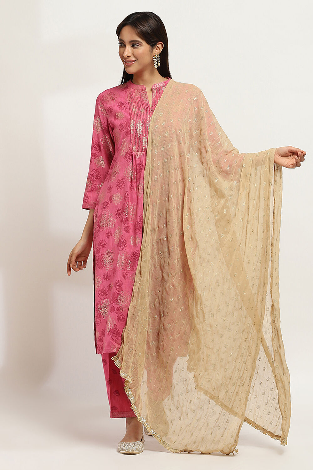 Beige Polyester Printed Na Dupatta image number 0