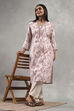 Off White Viscose Rayon Printed Straight Kurta image number 0