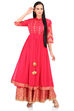 Pink Flared Viscose Kurta image number 4