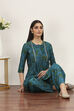 Green Viscose Polyester Viscose Rayon Kurta Pants Set