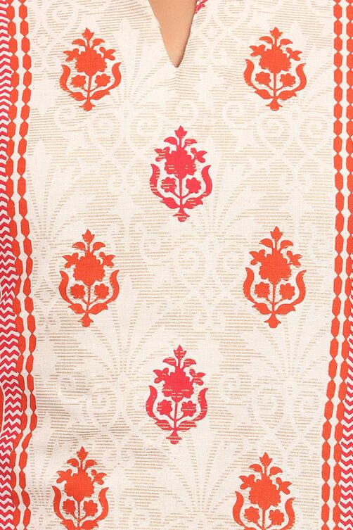 Beige Asymmetric Cotton Kurta image number 4