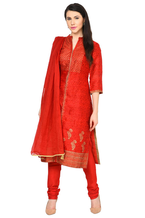 Red Straight Polyester Suit Set image number 0
