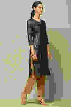 Black Rayon Printed Straight Kurta image number 4