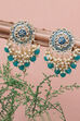 Dark Blue Metal Brass Earrings image number 4